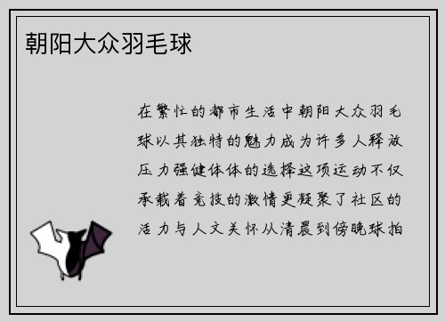 朝阳大众羽毛球